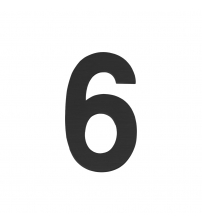 Цифра "6" самоклеящаяся FUARO SS304/50х30 BL (чёрный, нержавейка)