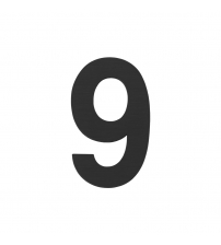 Цифра "9" самоклеящаяся FUARO SS304/50х30 BL (чёрный, нержавейка)