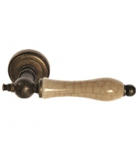 Ручки дверные ROSSI LD-750-3 "LAURA" AG/Crack Ivory (бронза состаренная/фарфор кракелюр слоновая кость)