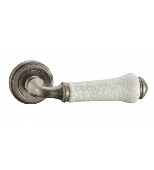 Ручки дверные VANTAGE V31-03 AS/ZR (состаренное серебро/керамика кракелюр)
