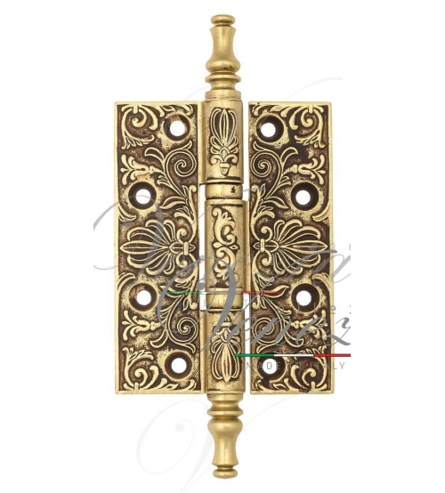 Петля универсальная латунная Venezia CRS011 (102 x76 x3, французское золото/коричневый, с узором)