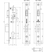 Корпус узкопрофильного замка с защёлкой FUARO 4916-30/92 СР(хром)