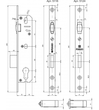 Корпус узкопрофильного замка с роликом FUARO 5116-25 СР(хром)