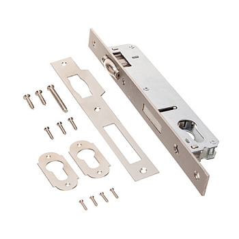 Корпус замка врезного для аллюминиевой двери APECS 7300-20-R-NI (никель, Backset 20 мм, ролик)