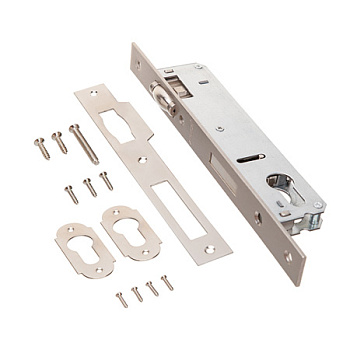 Корпус замка врезного для аллюминиевой двери APECS 7300-25-R-NI (никель, Backset 25 мм, ролик)